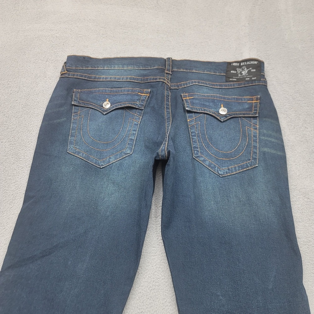 True Religion Ricky Jeans Mens 42x32 Blue Relaxed Straight Flap Pocket Denim